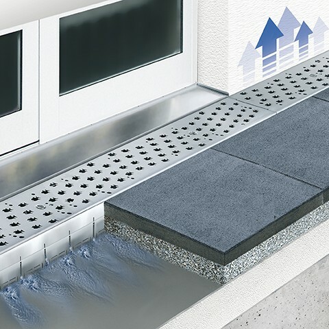 Drainage channel MEATEC for facades and terrasses rear ventilation